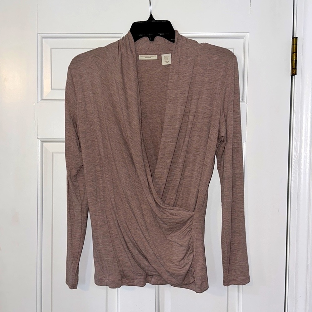 Christian Siriano, New York extra small low cut, blush blouse.